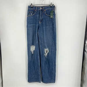 NWT Wild Fable Highest Rise Baggy‎ Jeans distressed knee holes 00/24